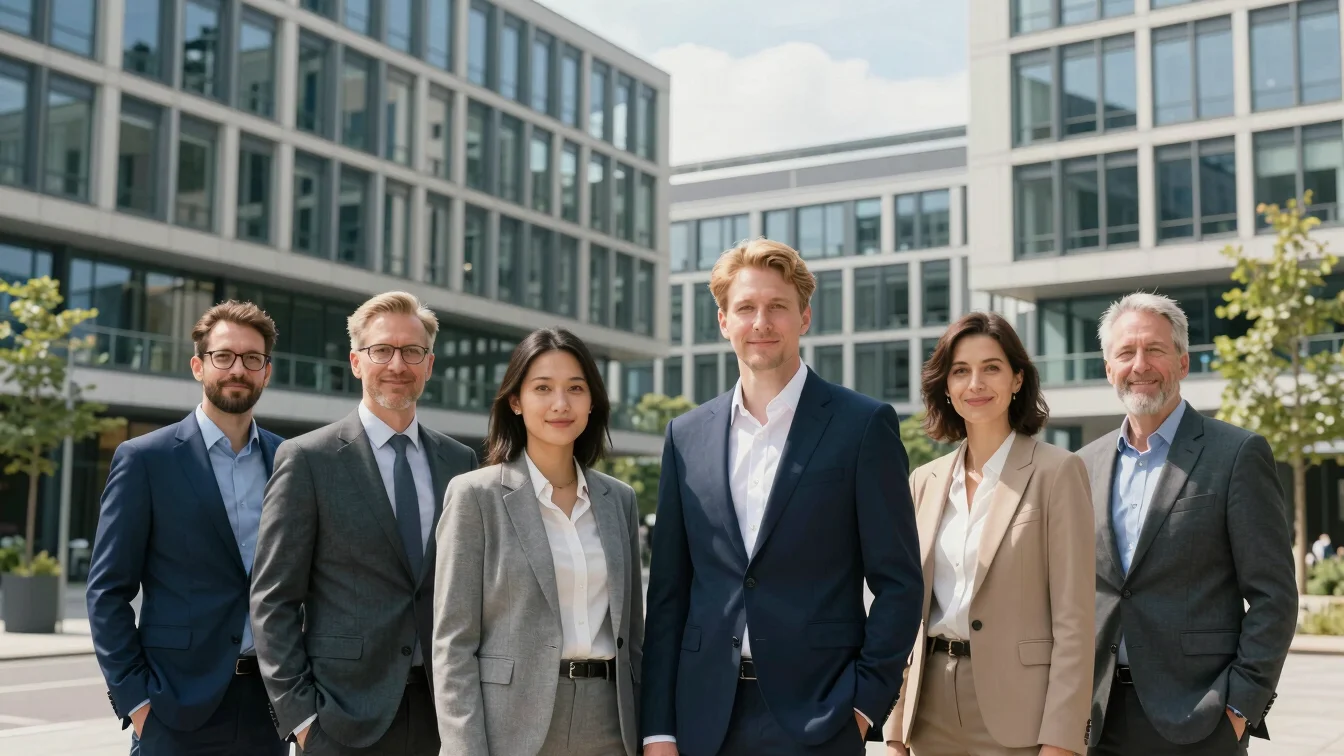 Professional business portraits and architectural details of a modern business center in Germany